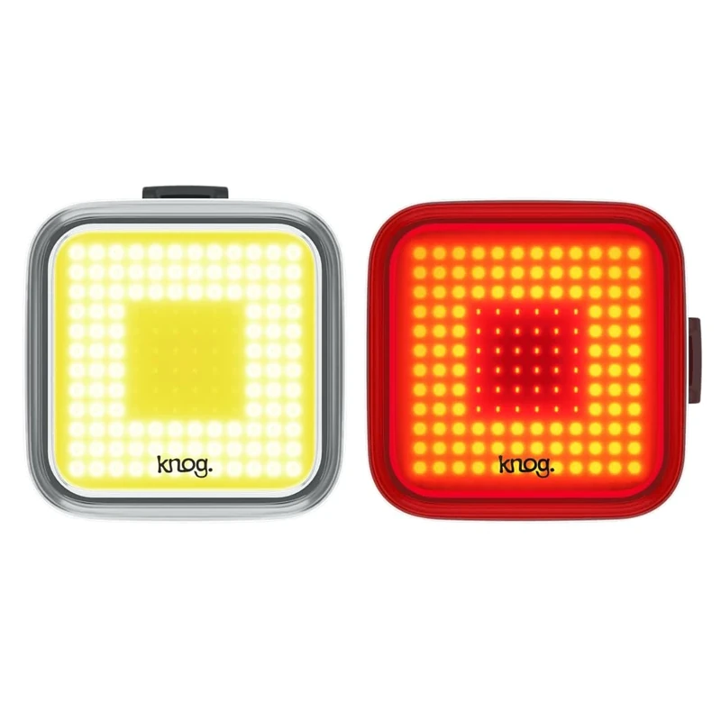 Knog Unisex_Adult Blinder Twinpack Square Front and Rear Light Kit, Black, One Size
