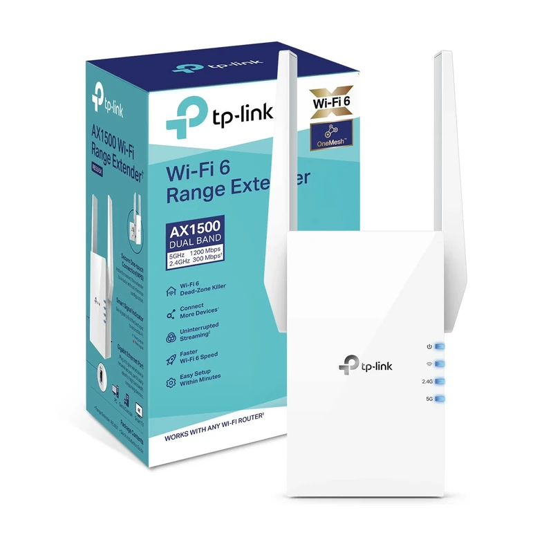 TP-Link RE505X WiFi 6 Internet Booster, Dual-Band Ultraxtend WiFi Extender Booster with 1 Gigabit Port, 1500Mbps Speeds, Built-In Access Point Mode, Easy-Mesh Compatible, 5GHz, App Control Easy Setup