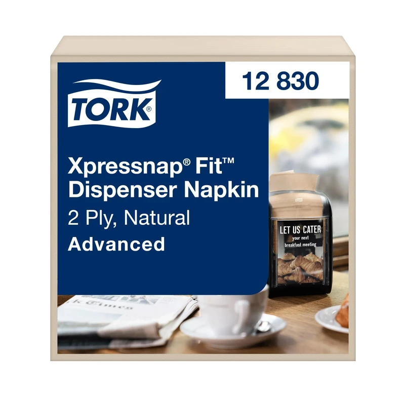 Tork Xpressnap Fit Dispenser Napkin – 12830 – Refill Napkins for N14 Paper Napkin Dispenser, Advanced Quality – 2-ply, Natural – 6 x 720 (4320) pcs
