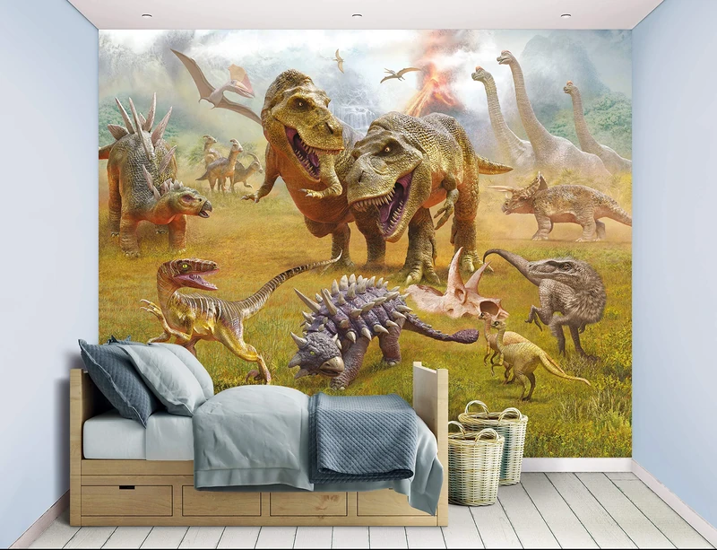 Walltastic Dinosaur Land 46504 Wallpaper Mural, FSC Paper, Multi, 8 feet High x 10 feet Wide, 1 Size - Image 1