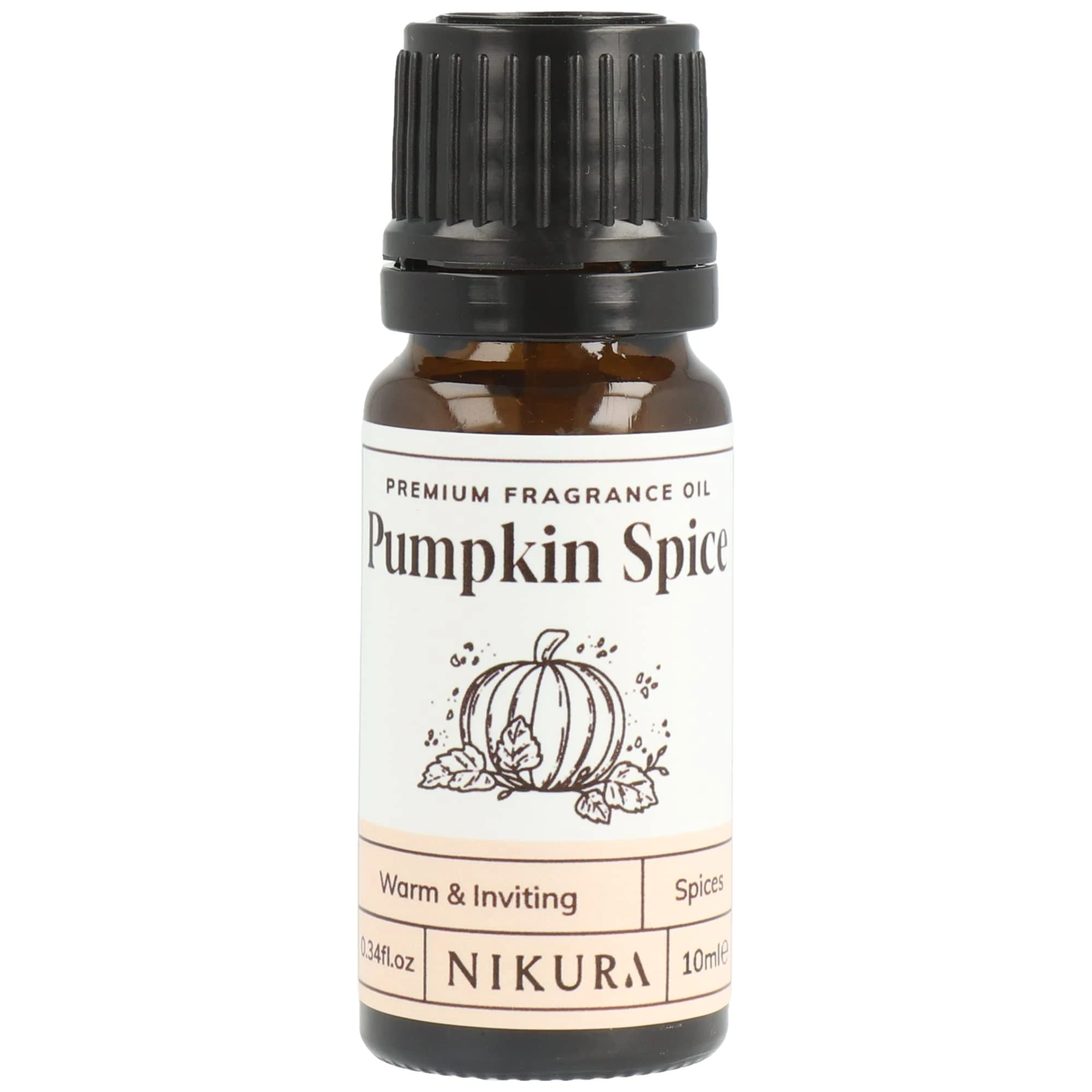 Nikura Pumpkin Spice Fragrance Oil - 10ml | Perfect for Soap Making, Candle Making, Wax Melts, Diffusers | Great for use in Bath Bombs, Perfume Oil, Potpourri | Vegan & UK Made