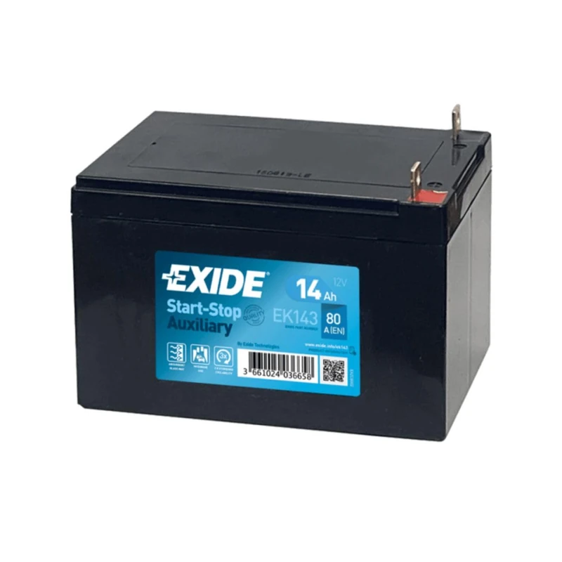 Exide EK143 Start-Stop Auxiliary AGM Support and Backup Battery 12V 14Ah 80A