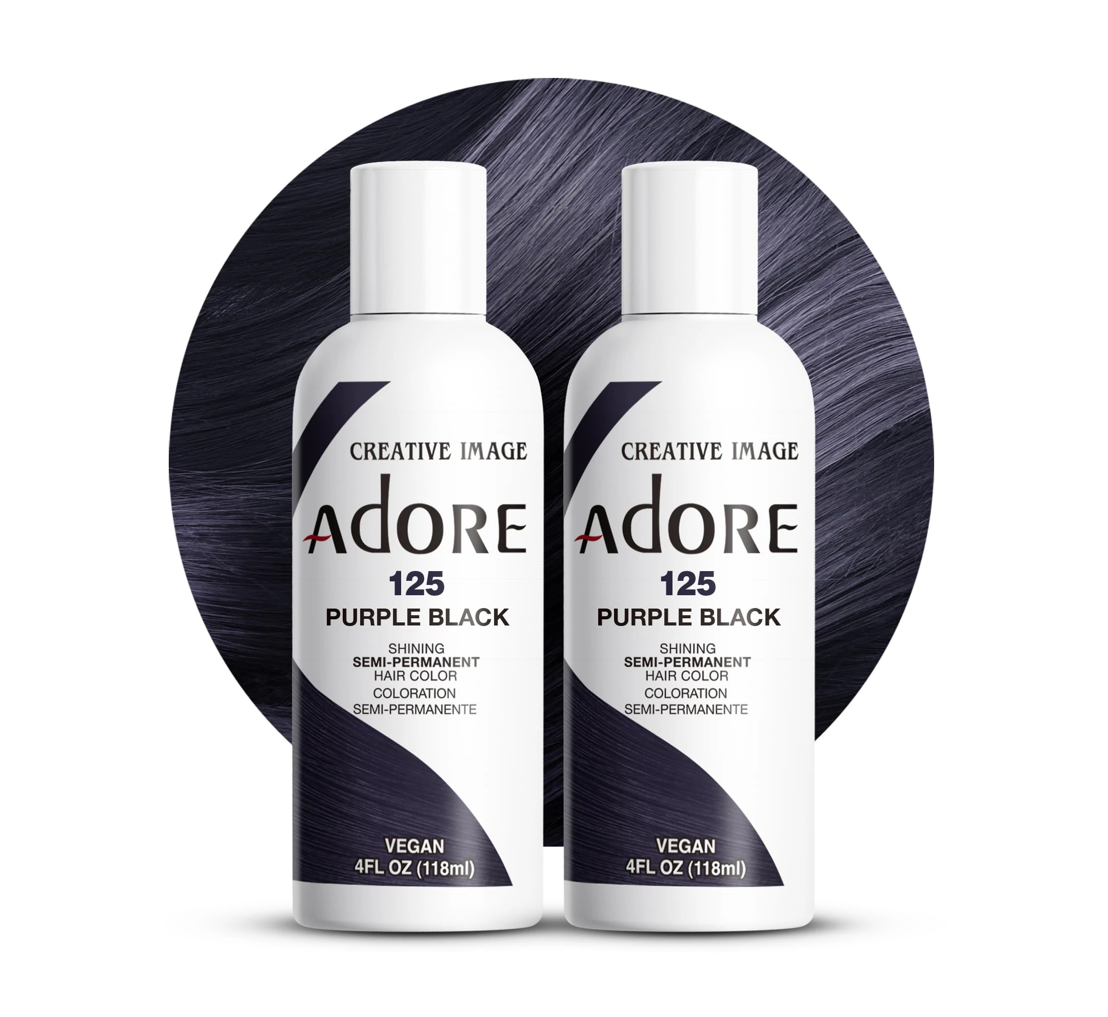Adore Shining Semi Permanent Hair Color Purple Black (125), 118ml