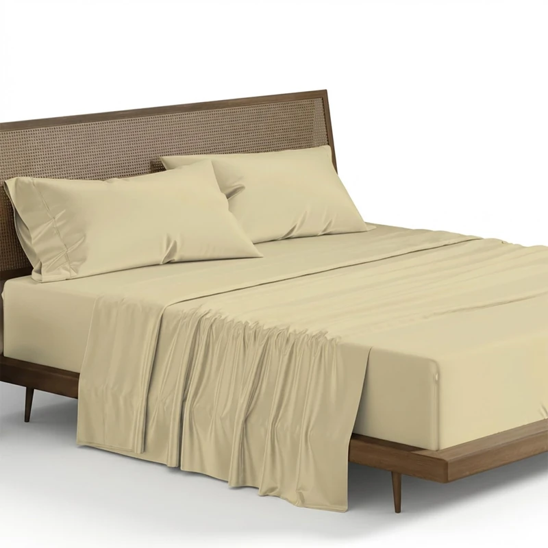 THREAD SPREAD 100% Egyptian Cotton Sheets California King Size - 800 Series Euphoria Collection Luxury Cal King Size (4 PC, Sand), Soft Cooling, 16" Deep Pocket Hotel Sheets