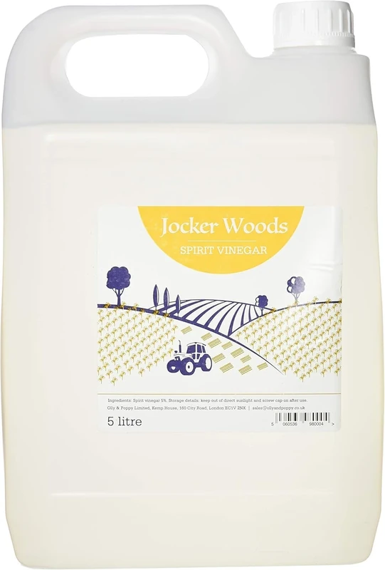 Jocker Woods Spirit Vinegar for Cooking and Cleaning, 5% Acidity, British Made Distilled White Vinegar for Pickling, Marinades, Natural Cleaning, 5 Litre Bottle