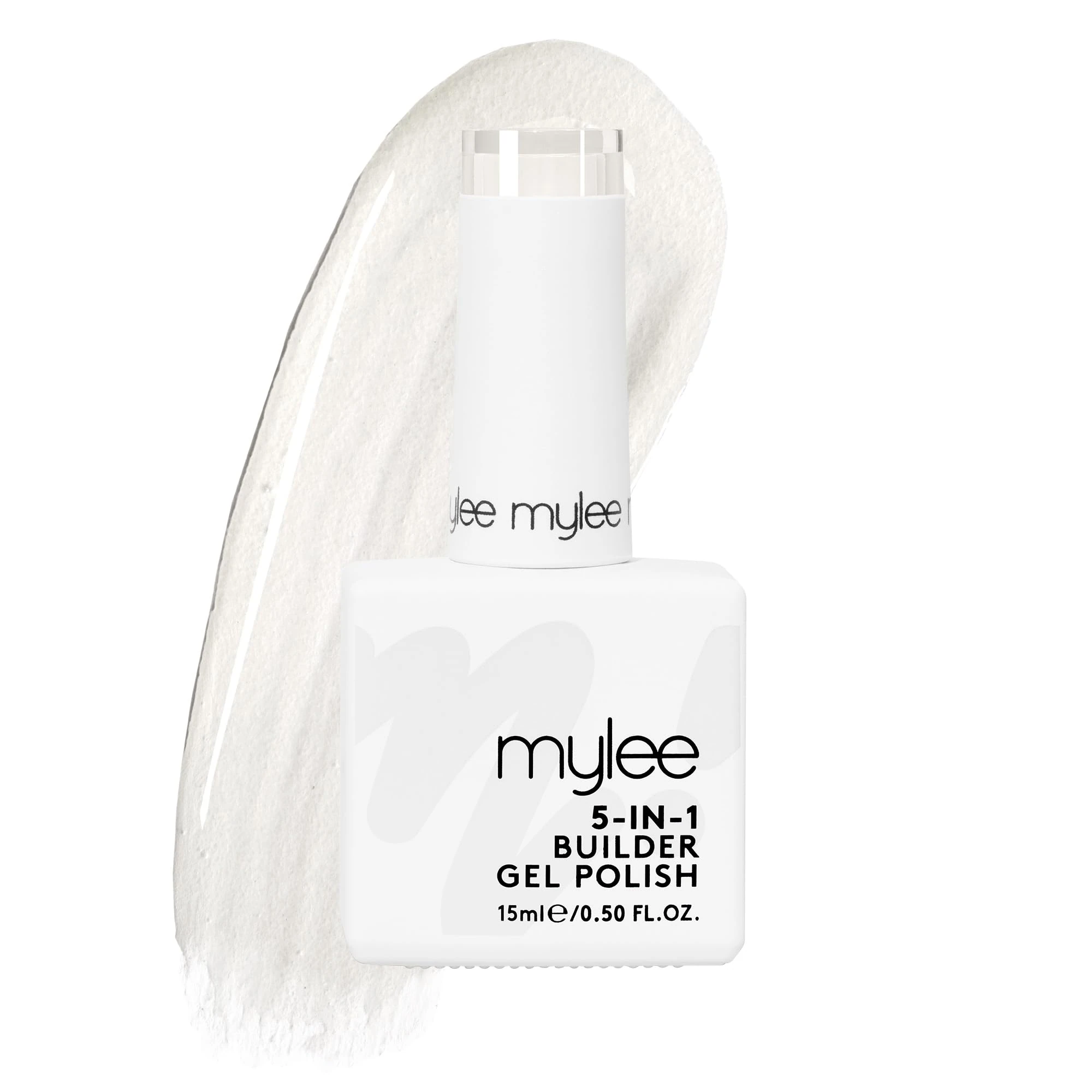 Mylee 5 in 1 Builder Base Strengthening Gel 15ml, UV/LED Nail Polish Coat for Hard Strong Nails Tips & Extensions, For Nail Art Decoration, Decals & Jewels, Professional Manicure Repair (Clear)