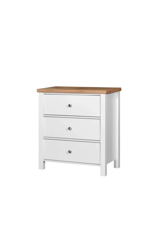 TAD TIMBER ART DESIGN UK Astbury 3 Drawer Bedroom Cabinet Chest of Drawers White and Oak