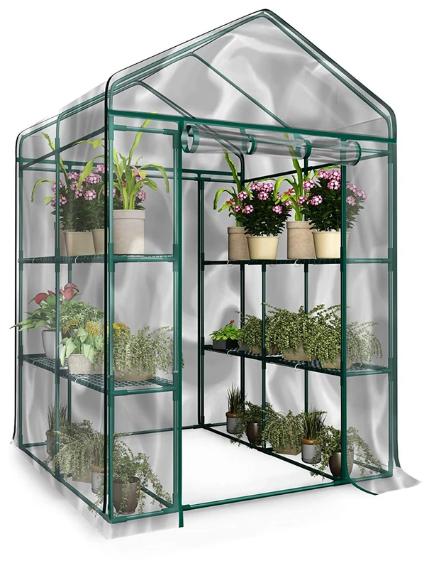 Home-Complete Walk-in Greenhouse- Indoor Outdoor with 8 Sturdy Shelves-Grow Plants, Seedlings, Herbs, or Flowers in Any Season-Gardening Rack by