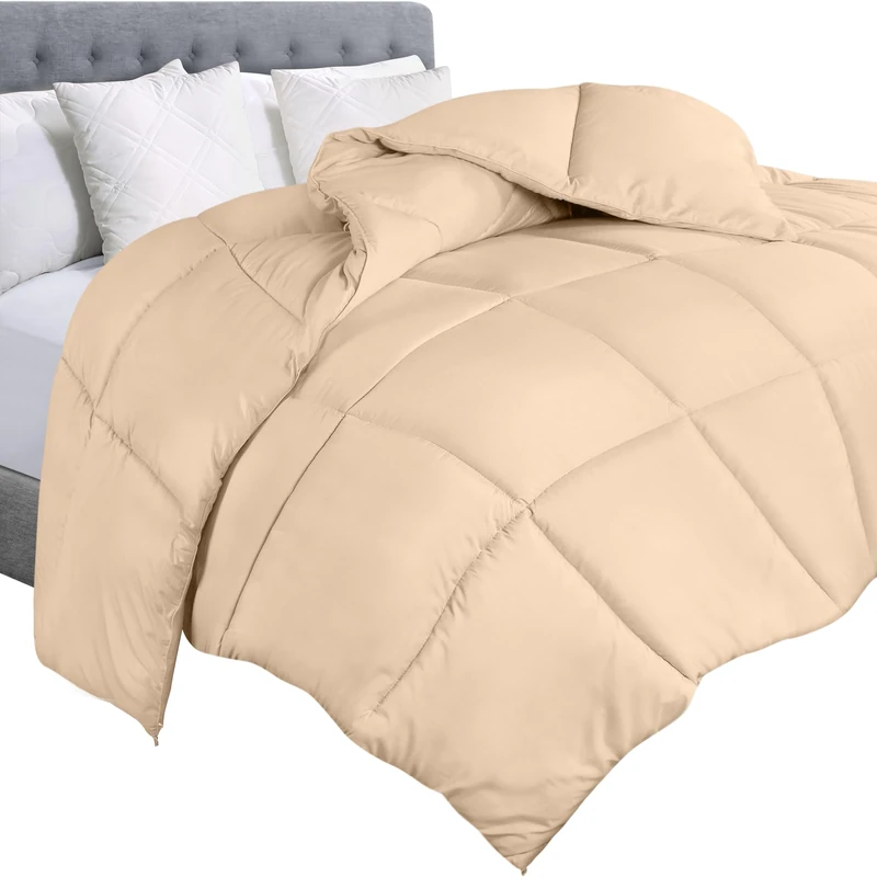 Utopia Bedding Comforter Duvet Insert - Quilted Comforter with Corner Tabs - Box Stitched Down Alternative Comforter (King, Beige)