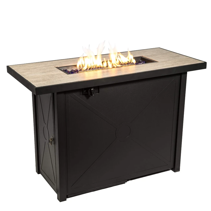 Teamson Home Outdoor Garden X-Large, Propane Gas Fire Pit Table Burner, Smokeless Firepit, Metal Patio Furniture Heater with Lava Rocks & Cover