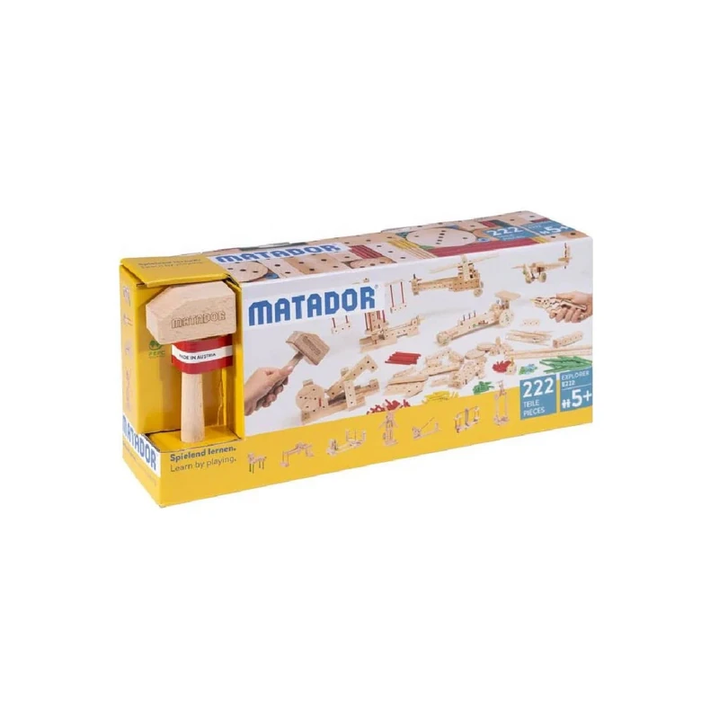 Matador 11222 E222 Building Kit for Ages 5 and Above, Wood-Coloured, Colourful
