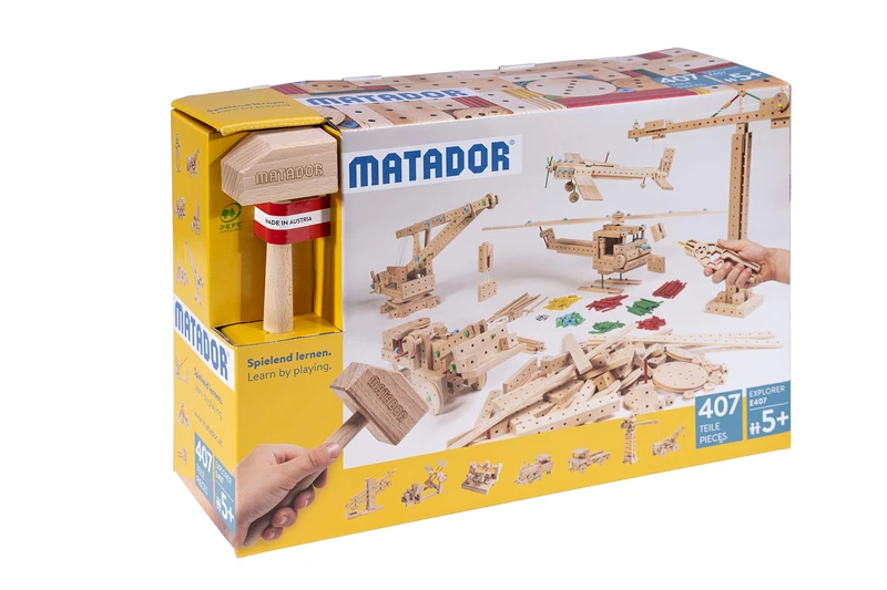 Matador 11407 E407 Building Kit, Wood Colour, from 5 Years, Colourful
