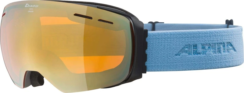 ALPINA GRANBY Q-LITE - Mirrored, contrast-enhancing & polarized ski goggles with 100% UV protection for adults, grey-skyblue, one size