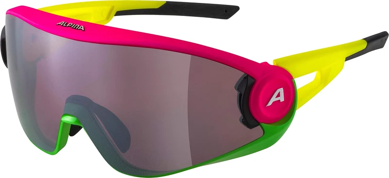 ALPINA Unisex - Adult, 5W1NG Q sports glasses, pink-green-yellow matt, One Size