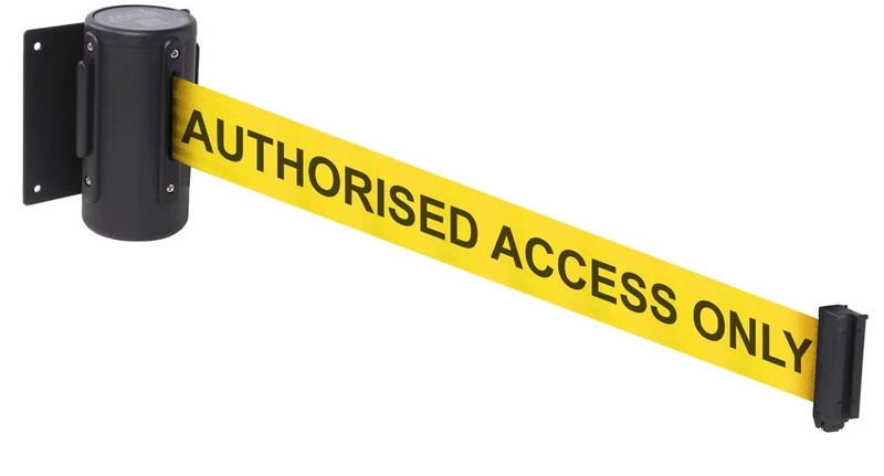 Wall mounted retractable barrier 4.6m AUTHORISED ACCESS ONLY