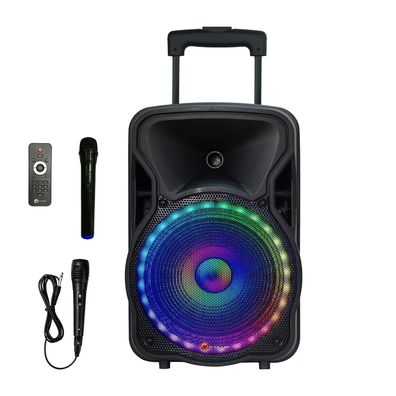 N-GEAR THE FLASH 1205 Karaoke Machine with 12" Speaker with 2 Microphones, LED Disco Lights - Image 1