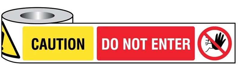 Caution Do Not Enter barrier tape 250m x 75mm non-adhesive polythene