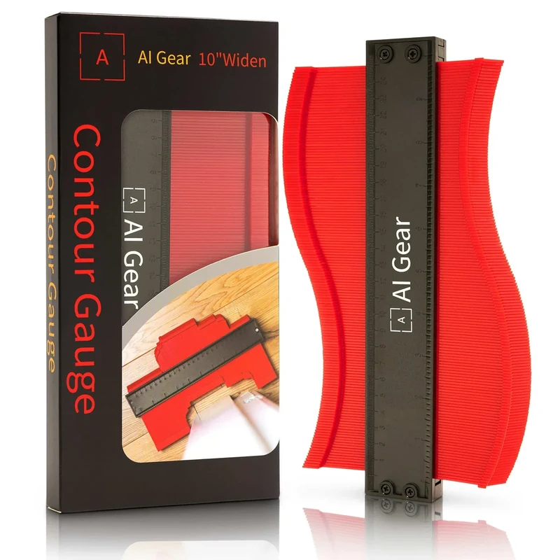 AI Gear 10-Inch Contour Gauge Shape Copying Tool for DIY, Woodworking, Flooring & Tiling for Marking Around Pipes, Corners & Edges