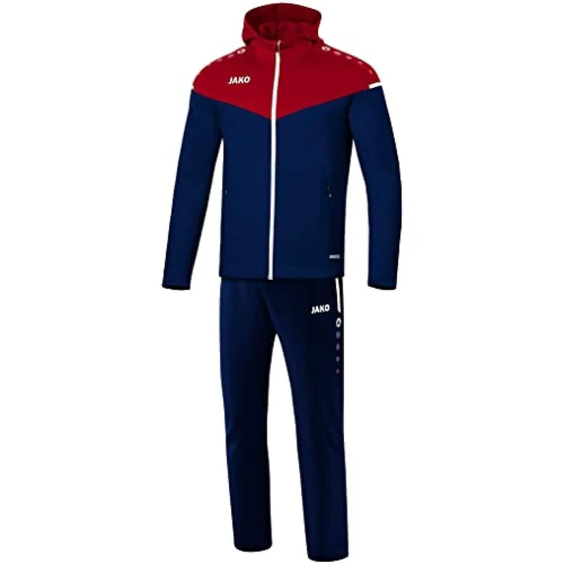 JAKO Women's Champ 2.0 Hooded Presentation Suit, Navy/Chili Red, 36