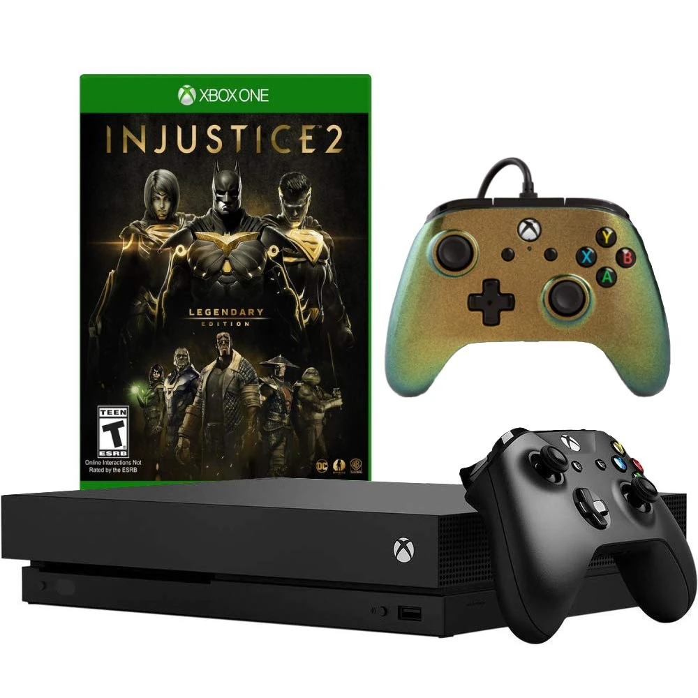 Microsoft Xbox One X 1TB Console with PowerA Enhanced Wired Controller - Cosmos Nova & Injustice 2: Legendary Edition Bundle (Renewed)
