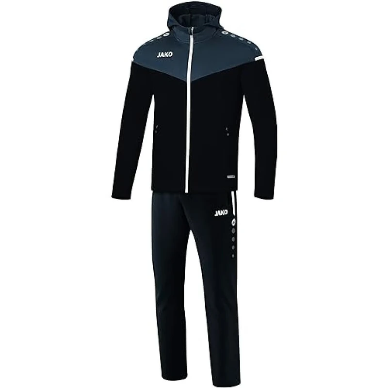 JAKO Men's Champ 2.0 Hooded Presentation Suit, Black/Anthracite, S