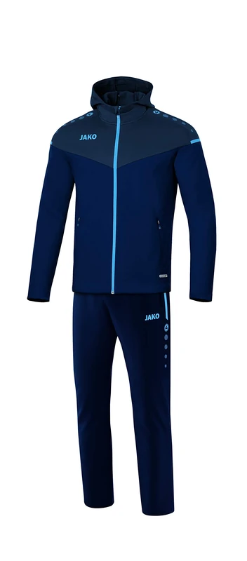 JAKO Women's Champ 2.0 Hooded Presentation Suit, Navy/Dark Blue/Sky Blue, 40
