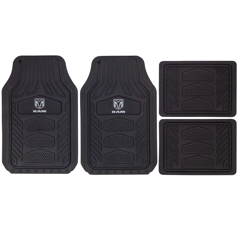 Plasticolor 001672R25 Dodge RAM WeatherPro 4 Piece Gray Logo Floor Mat Set