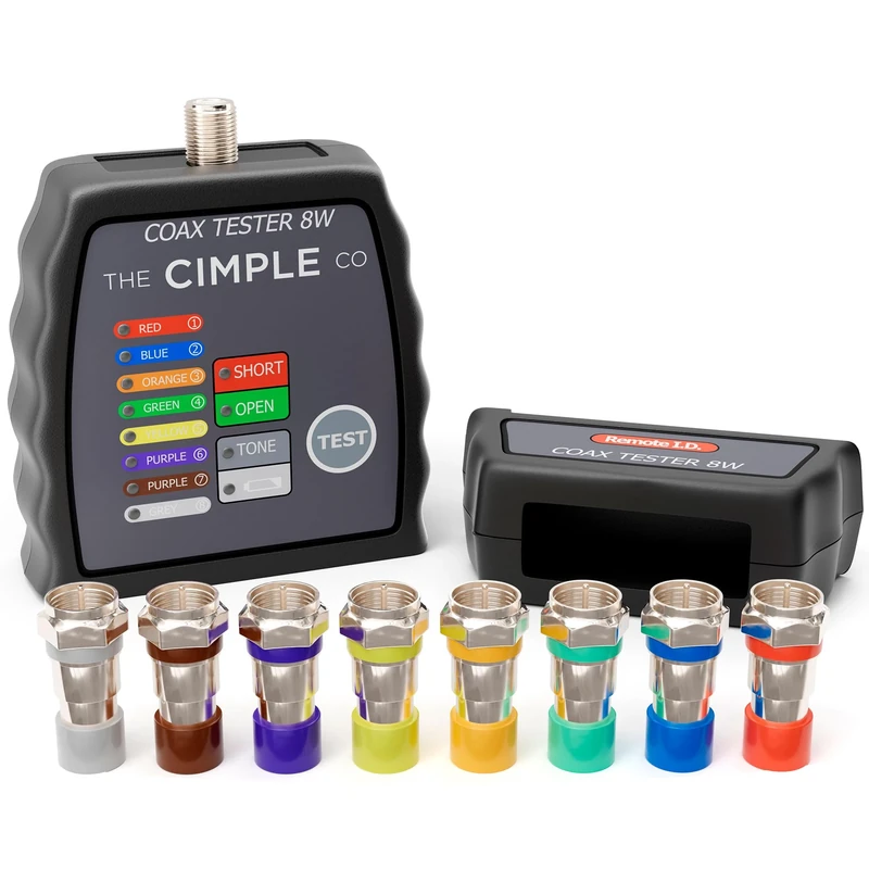 THE CIMPLE CO 8 Port Coax Cable Mapper, Tester, Tracer, and Toner - Commercial Grade Coaxial Wire Continuity Checker