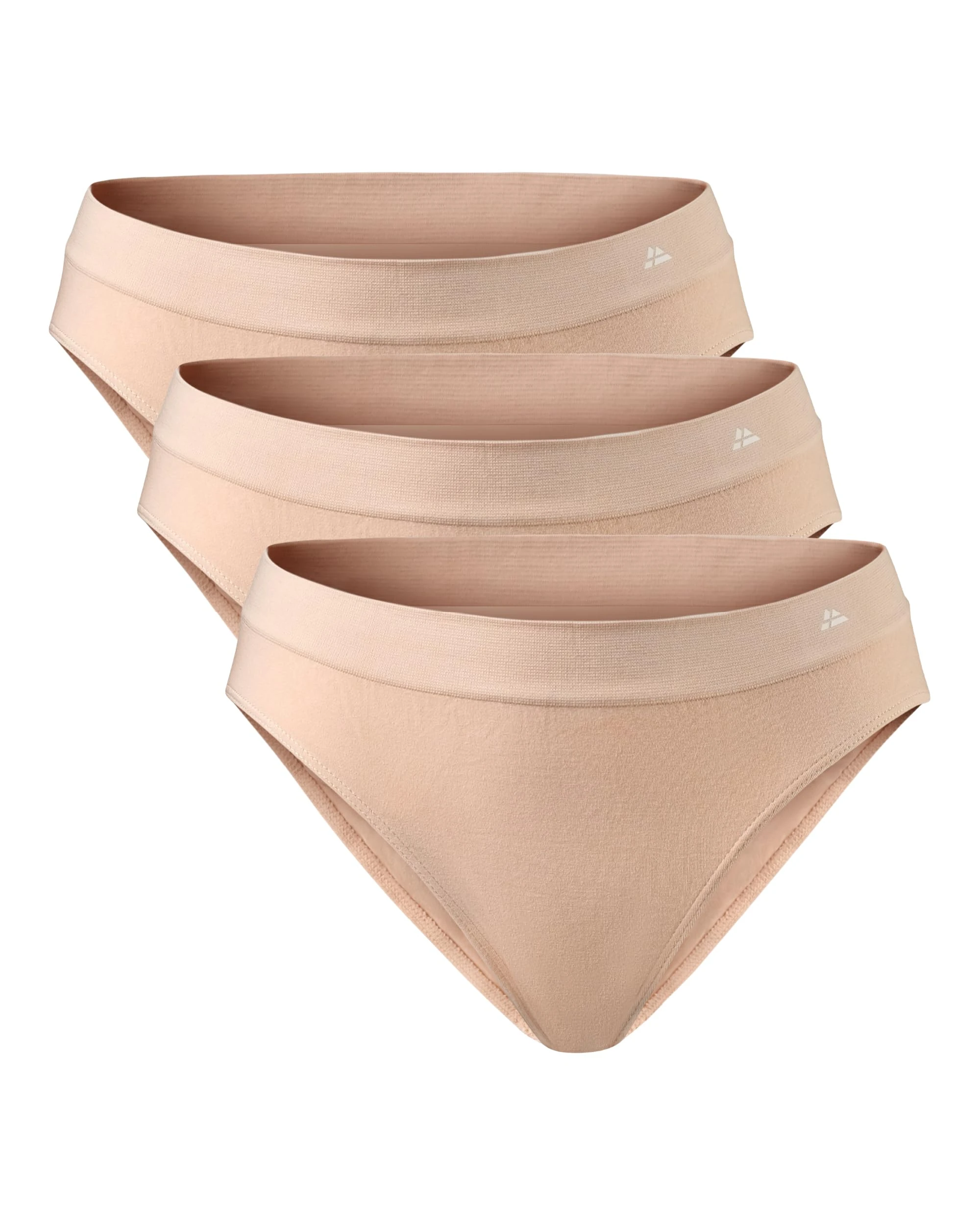 DANISH ENDURANCE 3 Pack Women's Seamless Bamboo Bikini Panties, Soft, Comfortable Stretch Briefs, Nude Beige, Medium/Large