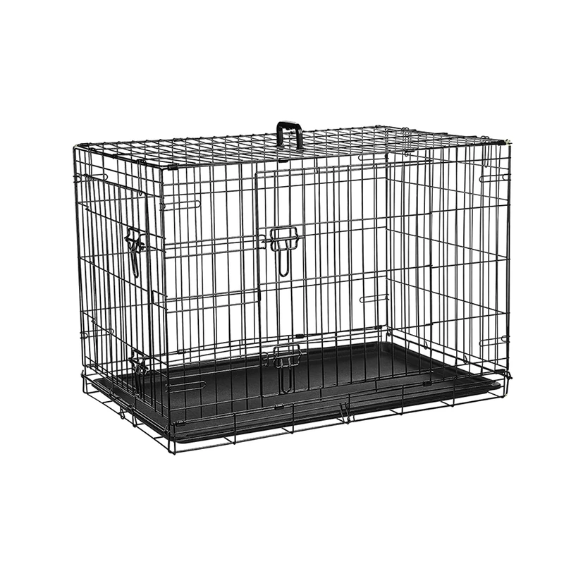 Ribelli Dog Transport Box - Powder-Coated and Foldable - Metal Dog Cage in 2 Sizes - Pet Cage with 2 Doors and Carry Handles - Load Capacity up to 43 kg (XL 91 x 64 x 58 cm)