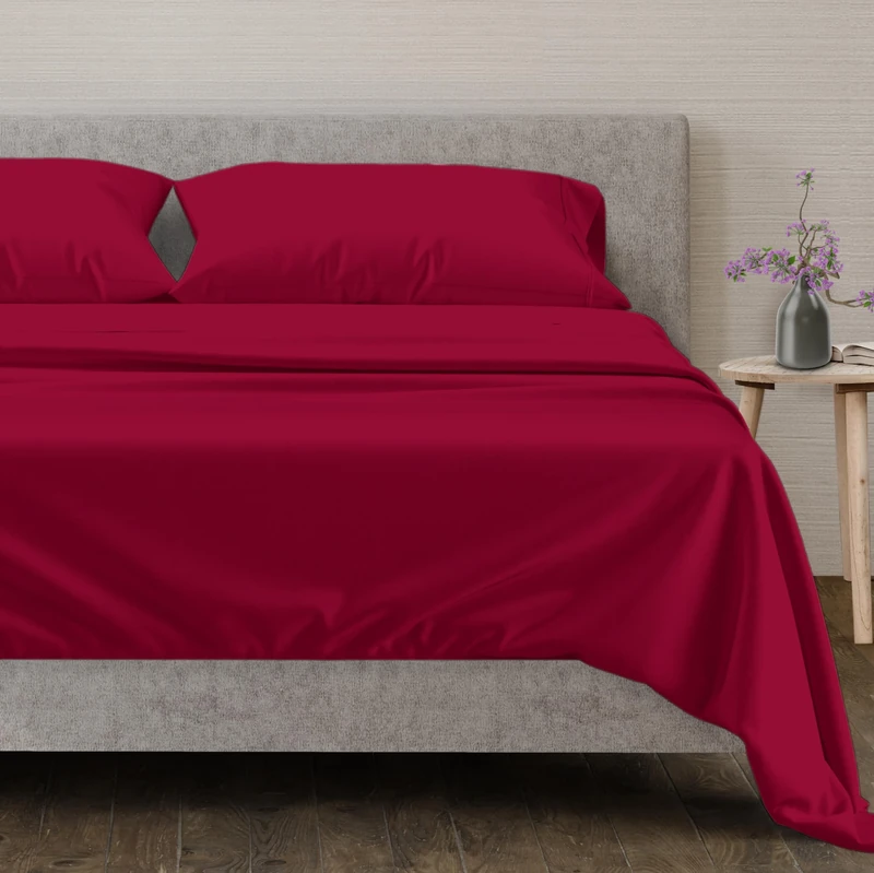 Mayfair Linen Bedding Collection 600 Thread Count Bedspread 100% Egyptian Cotton Sheet Set Sateen Weave Deep Pocket Premium Quality Bedding Set (Full, Red)