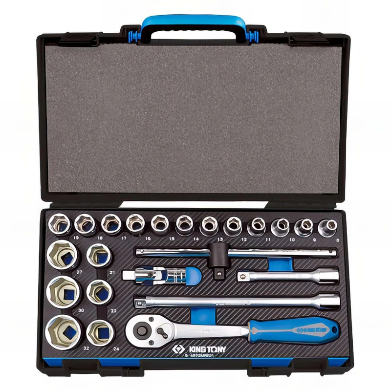 King Tony 4523MRE01 Cofre De Sockets Y Accesorios 1/2" Hexagonal Evawave for DIYers & Professionals, Built for Repair and Installation tasks, 23 Pieces