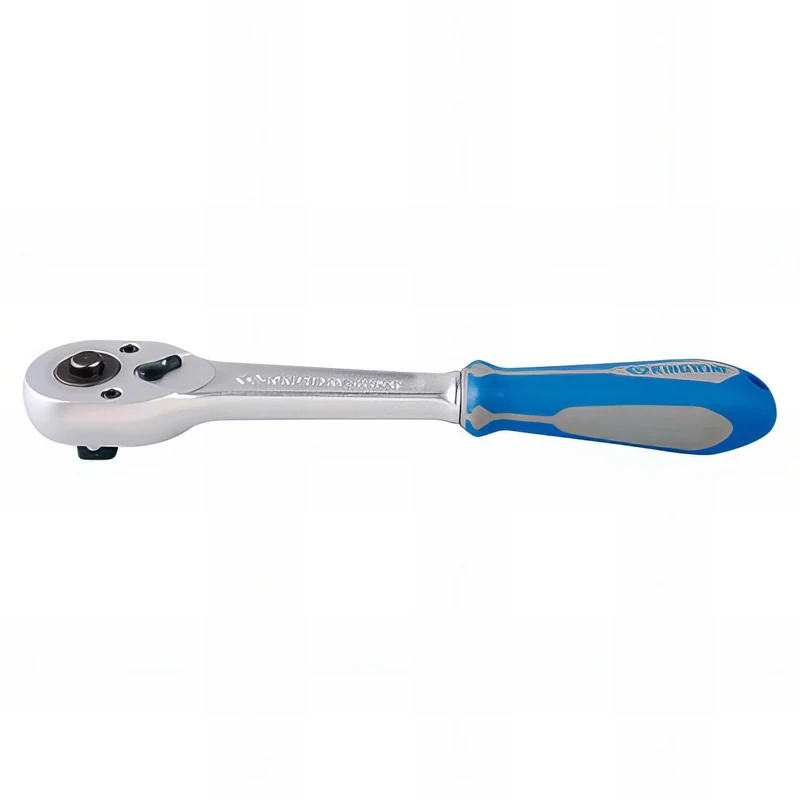 King Tony 477210GS Ratchet 1/2" De Aluminum 250mm 32 Teeth "Push Button" for DIYers & Professionals, Ideal for Repair and Installation tasks, 250mm, Aluminum - Image 1