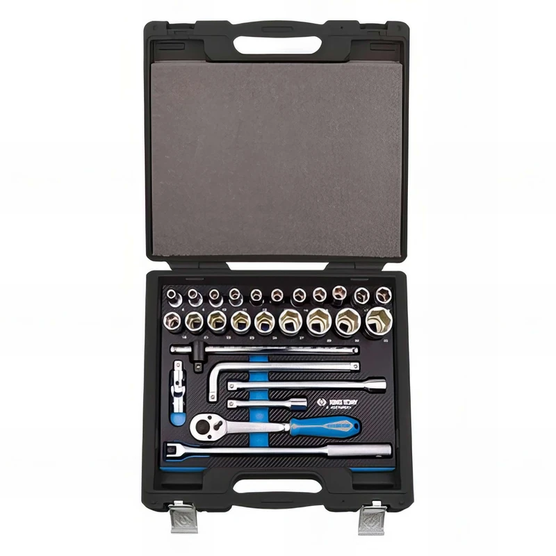 King Tony 4527MRE02 Cofre De Sockets Y Accesorios 1/2" Hex Evawave for DIYers & Professionals, Ideal for Repair and Installation tasks, 27 Pieces
