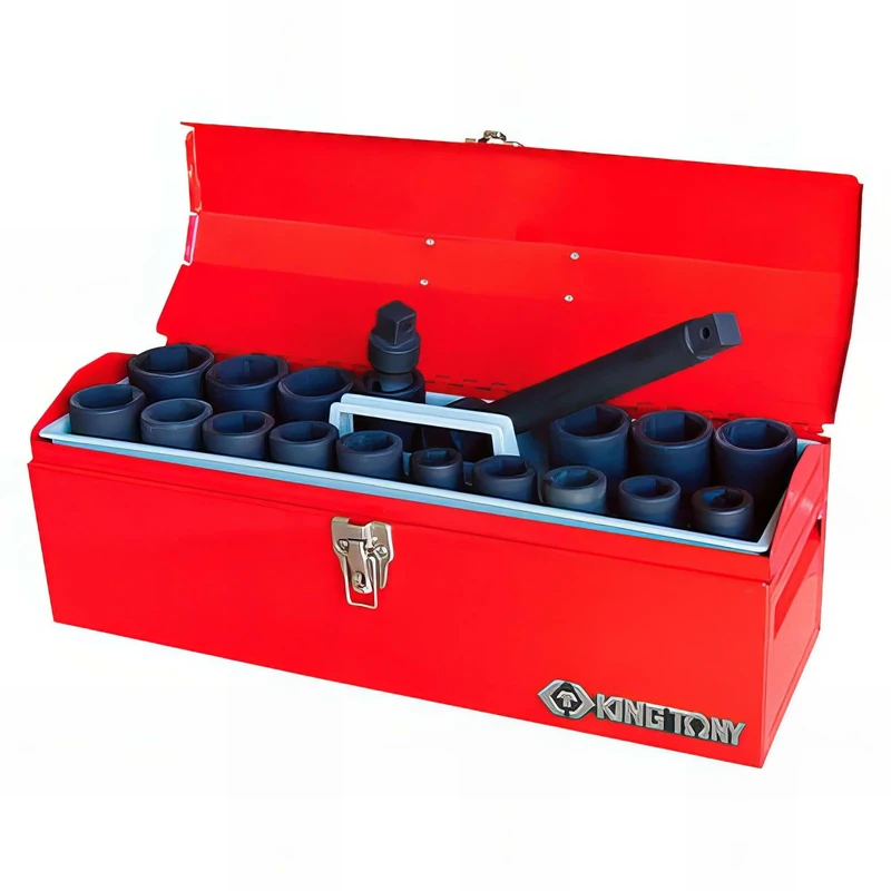 King Tony - 3/4" Metric Impact Socket Tool Box and Accessories - 19 Pieces