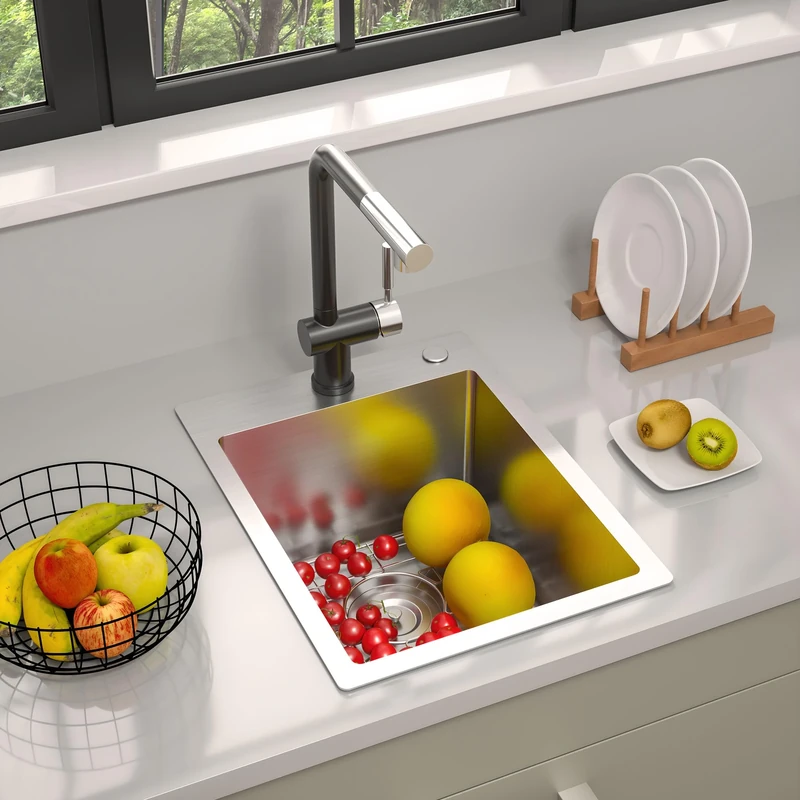 TORVA 15-Inch Drop-in Kitchen Sink, 16 Gauge Stainless Steel Topmount Single Bowl - 10 Inches Deep Bar/Prep Basin