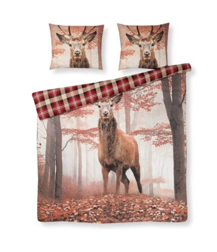 Papillon Hirvi Flanel Duvet Covers, Cotton, red, 240 x 200/220 cm
