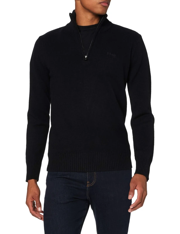 Schott NYC Men's PLLANCE2 Pullover Sweater, Black, X-Large (70% Lambswool/30% Nylon)