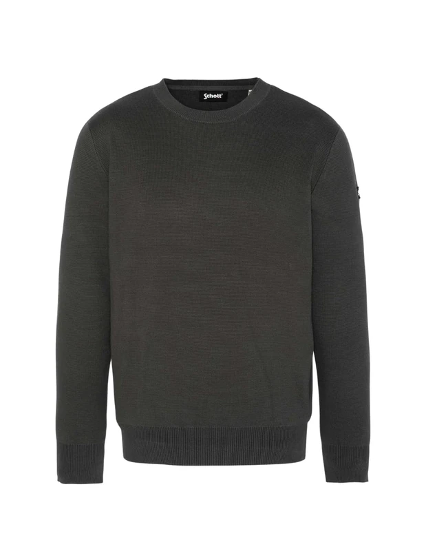 Schott NYC Men's Plkern1 Pullover Sweater, Dark Khaki, Small