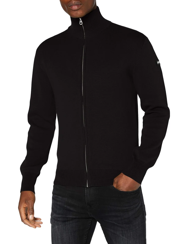 Schott NYC Men's Plkern2 Pullover Sweater Not Applicable, Black, X-Large