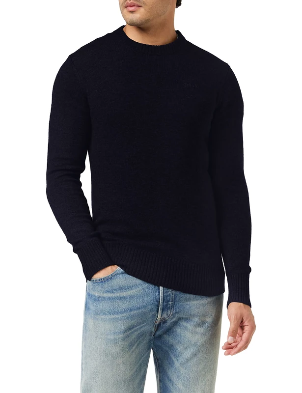 Schott NYC Men's Pllance1 Pullover Sweater, Navy, X-Large