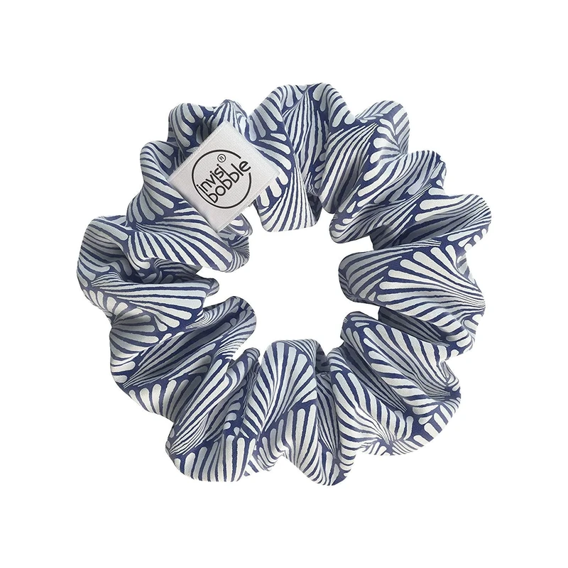 invisibobble Sprunchie Santorini Pack Your Bikini, Scrunchie, Blue, White, Nylon for Girls & Women, Fabric, Strong Hold, Limited Collection, Swim With Mi - Image 1