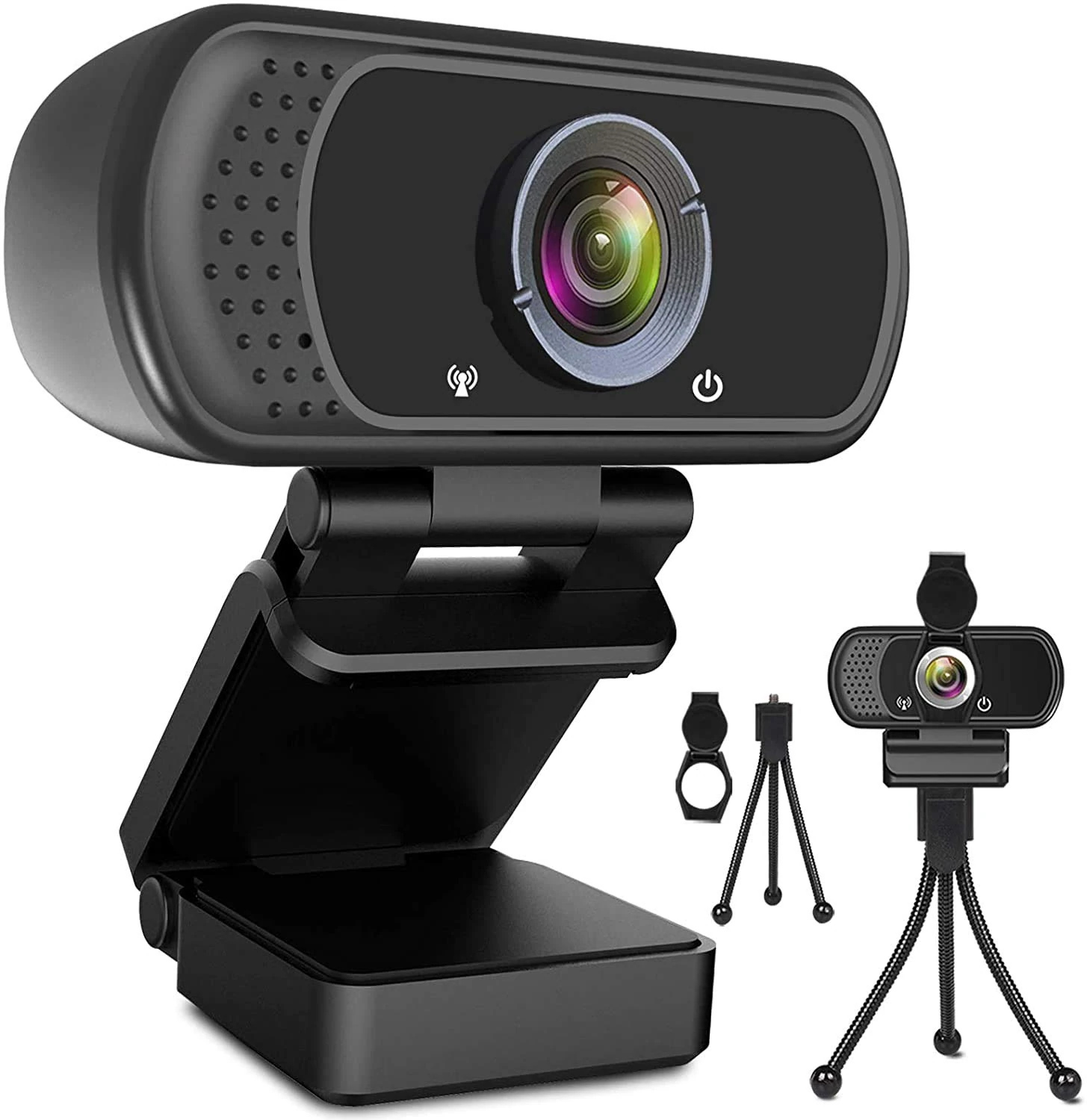 Webcam HD 1080p Web Camera, USB PC Computer Web cam with Microphone, Laptop Desktop Full HD Camera Video Webcam 110 Degree Widescreen, Pro Streaming Web cam fr Recording, Calling, Conferencing, Gaming