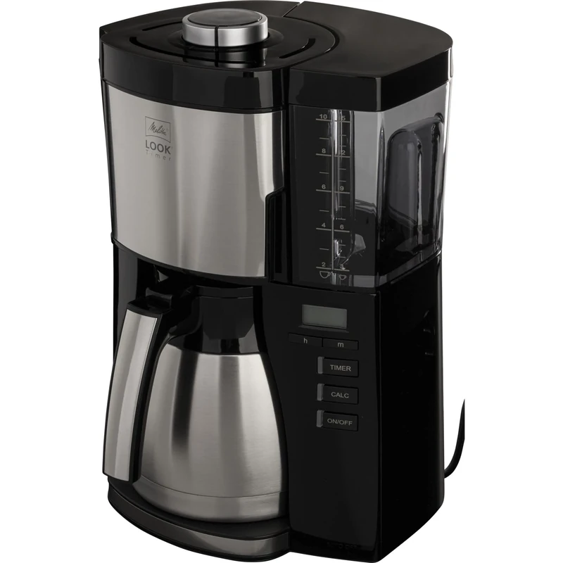 Melitta Filter Coffee Machine, Look V Therm Timer Model, Stainless Steel, Black, Art.No. 6769008