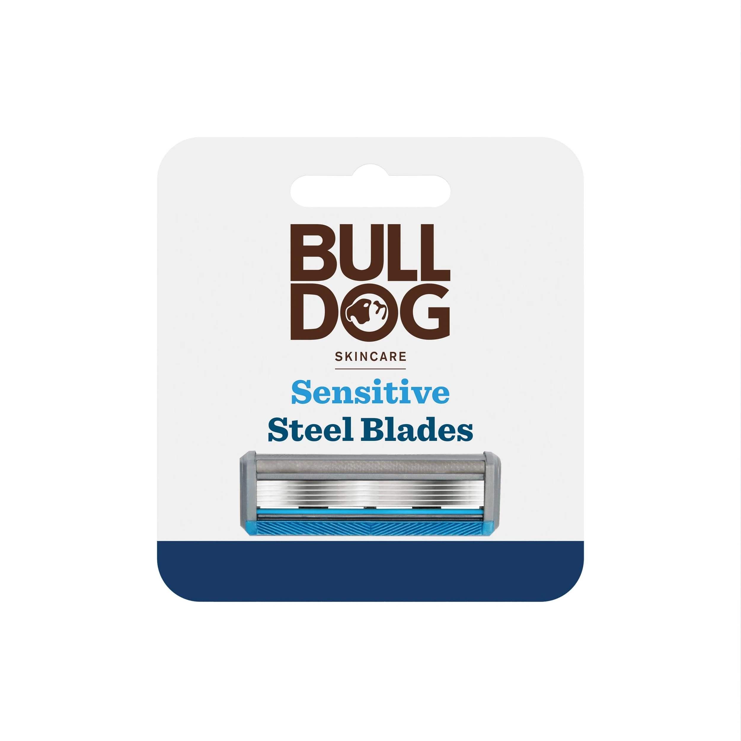 Bulldog Skincare Sensitive Men's Razor Refills, With 5 Tempered Steel Blades on Each of the Four Refill Blades, Works With All Bulldog Reusable Razor Handles, 4 Pack