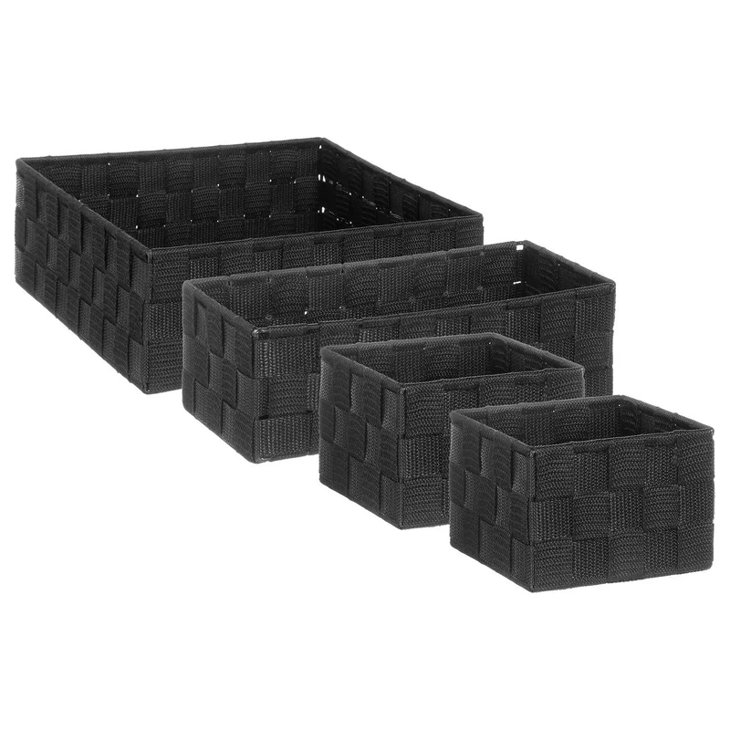 Five Set of 4 Woven Baskets Lise Black