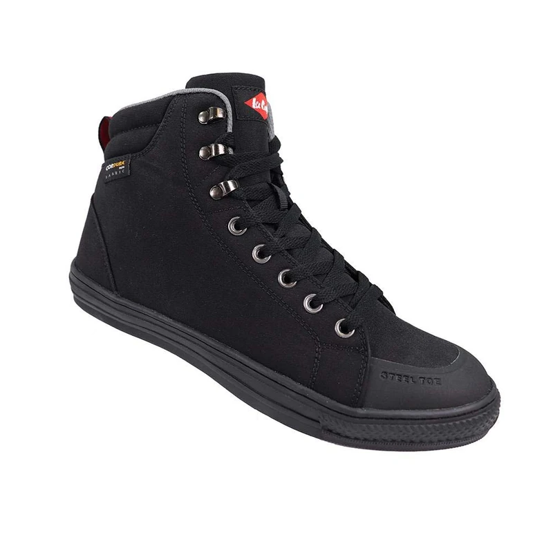 Lee Cooper Workwear LCSHOE158 Unisex Mens Ladies SB / SRA Retro Baseball Boot Work Safety Shoe, Cordura Boot Black, Black, 4 UK