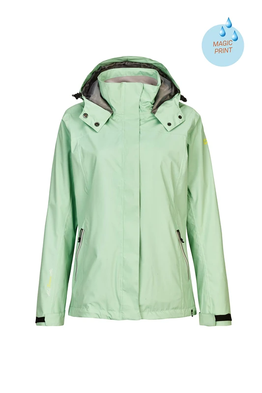 Killtec Virene Women's Functional Jacket with Zip-Off Hood and Magic Print, womens, Functional jacket with zip-off hood and magic print, 35420-000, pistachio, 42