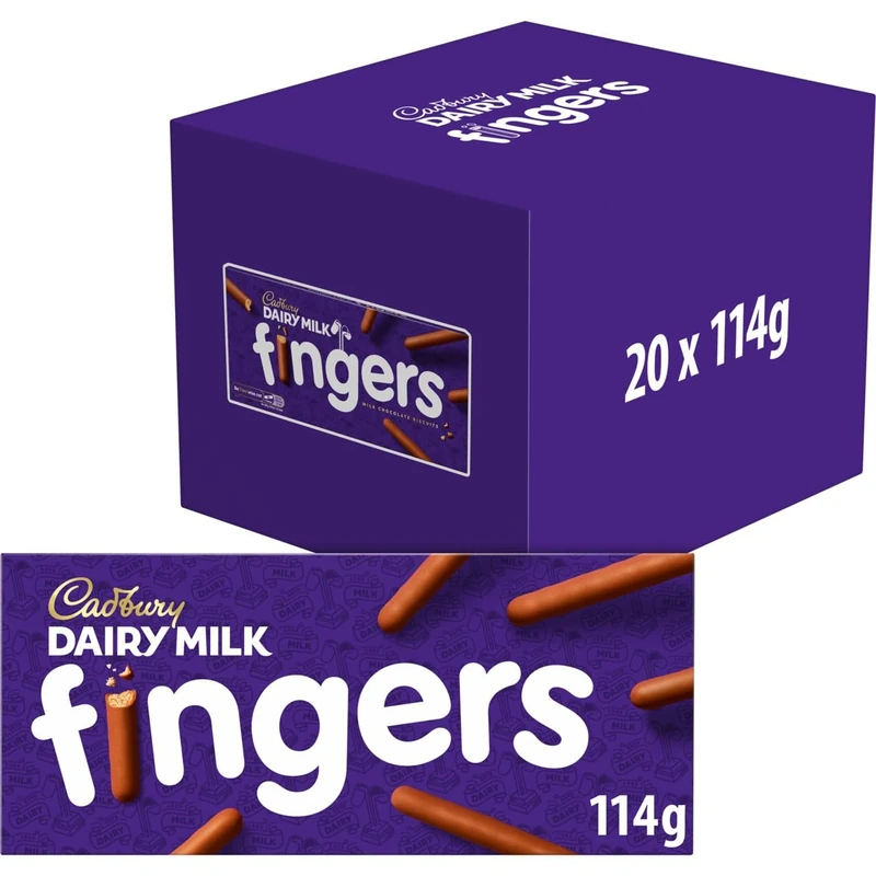 Cadbury Fingers Chocolate Biscuits, 114g (Pack of 20) - Image 1