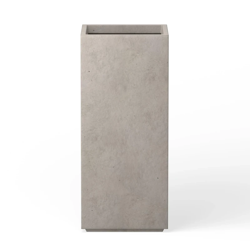 Kante Modern Rectangle Outdoor Planters, Weathered Concrete, 20.3" H